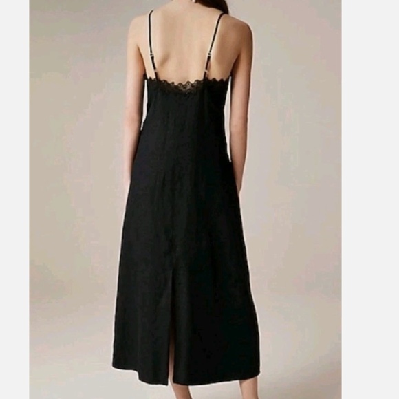 JCREW Lace-Trim Slip Dress in Linen - Picture 3 of 4